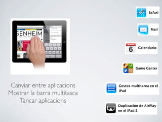 Canviar entre aplicacions
Mostrar la barra multitasca
   Tancar aplicacions
 