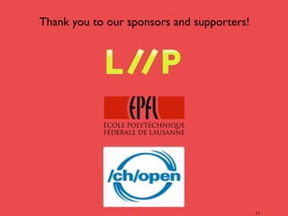 Thank you to our sponsors and supporters!




                                            17
 