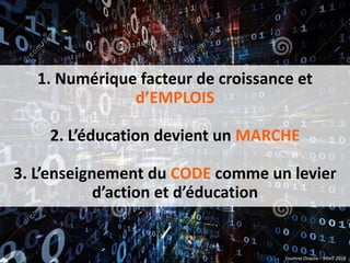 Youmna Ovazza – MixIT 2016
1. Numérique facteur de croissance et
d’EMPLOIS
2. L’éducation devient un MARCHE
3. L’enseignement du CODE comme un levier
d’action et d’éducation
Youmna Ovazza – MixIT 2016
 