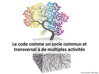 Youmna Ovazza – MixIT 2016
Le code comme un socle commun et
transversal à de multiples activités
Youmna Ovazza – MixIT 2016
 