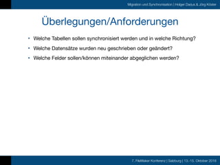 7. FileMaker Konferenz | Salzburg | 13.-15. Oktober 2016
Migration und Synchronisation | Holger Darjus & Jörg Köster
Überl...