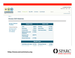 @txtbks | sparc.arl.org 	 
http://www.oercommons.org 
 