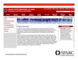 @txtbks | sparc.arl.org 	 
Source http://www.doleta.gov/taaccct/ 
 