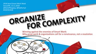 2018 Seoul Smart Work Week
Seoul/KR, 13.11.2018
@NielsPflaeging @RedForty2
#SSWW2018
Winning against the enemies of Smart Work:
Why great work & organizations call for a renaissance, not a revolution
 