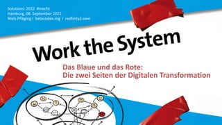 Solutions: 2022 #inecht
Hamburg, 08. September 2022
Niels Pfläging I betacodex.org I redforty2.com
Das Blaue und das Rote:
Die zwei Seiten der Digitalen Transformation
 