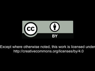 Except where otherwise noted, this work is licensed under
http://creativecommons.org/licenses/by/4.0
 