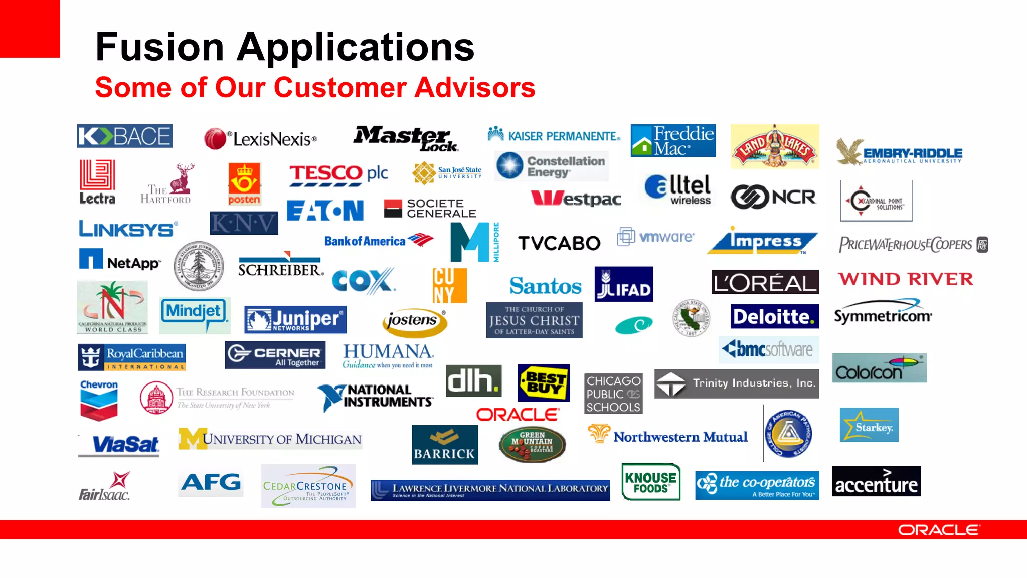 Fusion Applications
Some of Our Customer Advisors
 