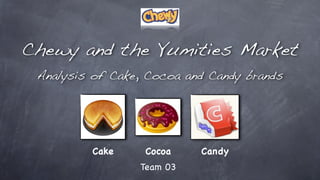 Chewy and the Yumities Market
 Analysis of Cake, Cocoa and Candy brands




          Cake    Cocoa    Candy
                 Team 03
 