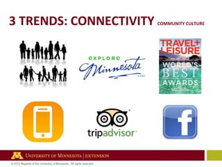 3 TRENDS: CONNECTIVITY

© 2012 Regents of the University of Minnesota. All rights reserved.

COMMUNITY CULTURE

 