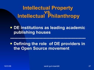 Sarah Rosenblit Challenges Facing Distance Education in the 21st Century: Implications ...
