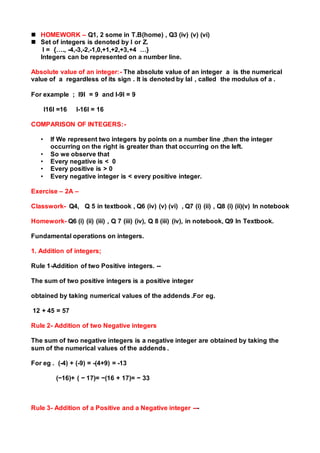 Key notes ch 3_ integers | PDF