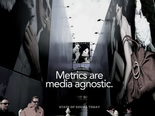 Metrics are
media agnostic.
   STATE OF SOCIAL TODAY
 
