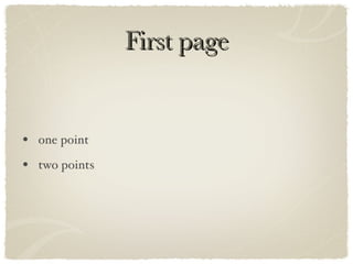 First page one point two points 