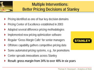 Multiple Interventions:
             Better Pricing Decisions at Stanley

Pricing identified as one of four key decision d...