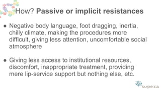 Can you identify
any of these forms
of resistances in
your context?
 