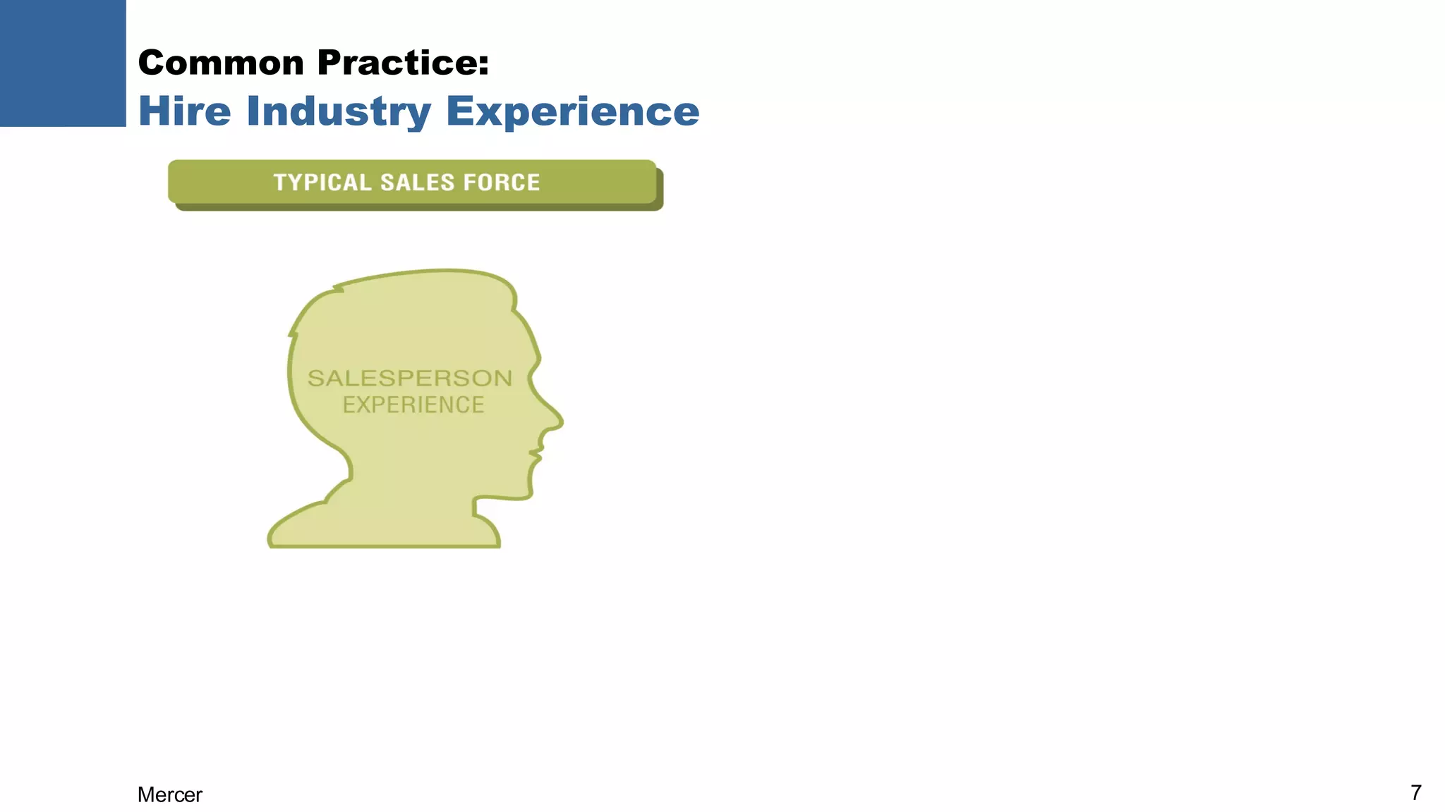 Common Practice:  Hire Industry Experience 