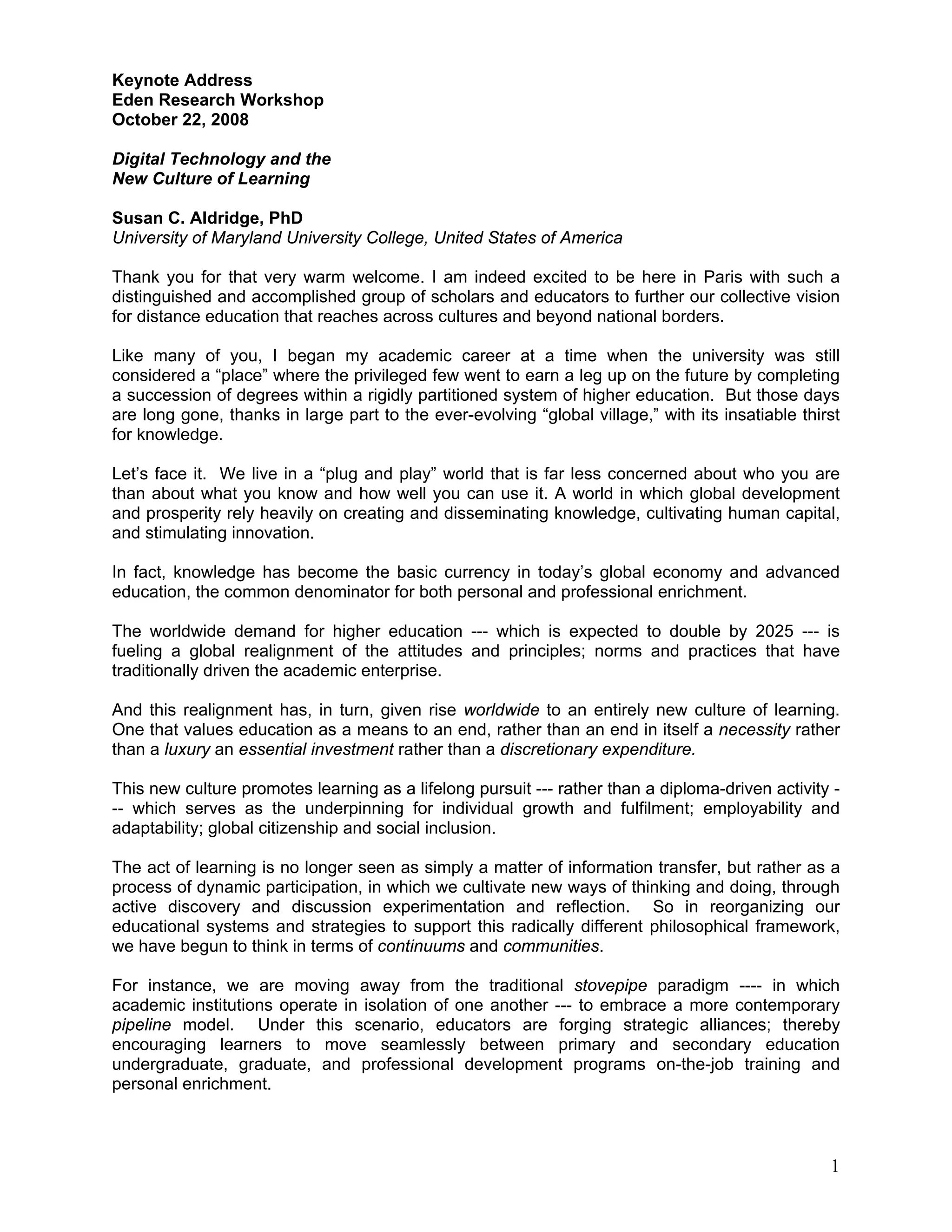 Digital Technology and the New Culture of Learning