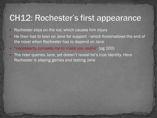  Rochester slips on the ice; which causes him injury
 He then has to lean on Jane for support –which foreshadows the end...