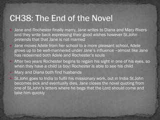  Jane and Rochester finally marry, Jane writes to Diana and Mary Rivers
    and they write back expressing their good wis...