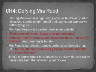 Defying Mrs Reed is a big turning point in Jane‘s early adult
    life as she stands up for herself and against an oppre...