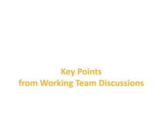 Key Points
from Working Team Discussions

 