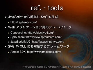 http://raphaeljs.com/


Cappuccino: http://objective-j.org/
Sproutcore: http://www.sproutcore.com/
JavaScriptMVC: http://javascriptmvc.com/


Ample SDK: http://www.amplesdk.com/




             Gianduia
 