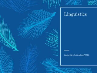 Linguistics
Linguistics/bslicudine/2016
 