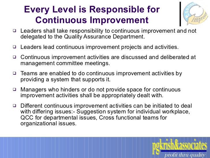 Key principles in continuous improvement culture