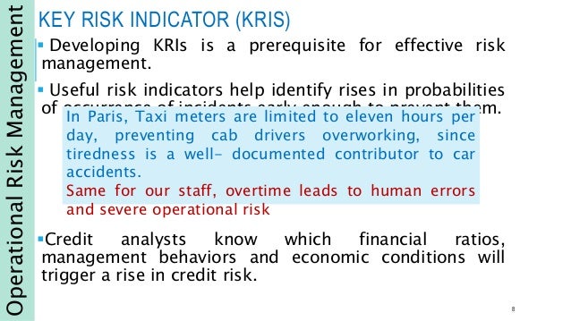 Trading floor key risk indicators