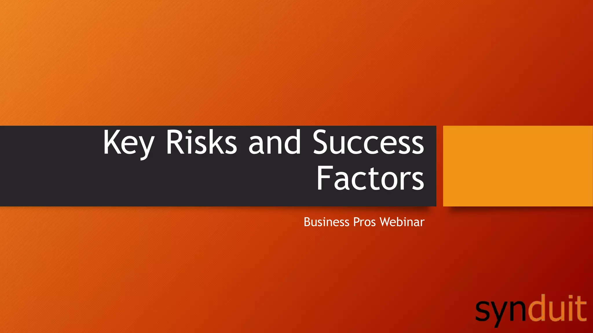 Key Risks and Success
Factors
Business Pros Webinar