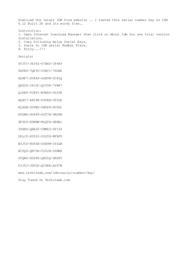 Idm serial number