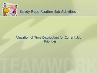 Safety Reps Routine Job Activities Allocation of Time Distribution for Current Job Priorities 