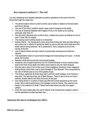 Key sequence analysis 3 – The end
Annotate the above techniques for effect.
Did we miss any?
 