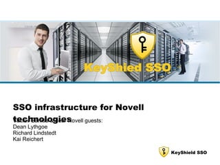 KeyShield SSO
SSO infrastructure for Novell
technologiesVáclav Šamša & dear Novell guests:
Dean Lythgoe
Richard Lindstedt
Kai Reichert
 