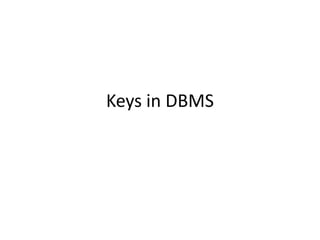 Keys in DBMS
 