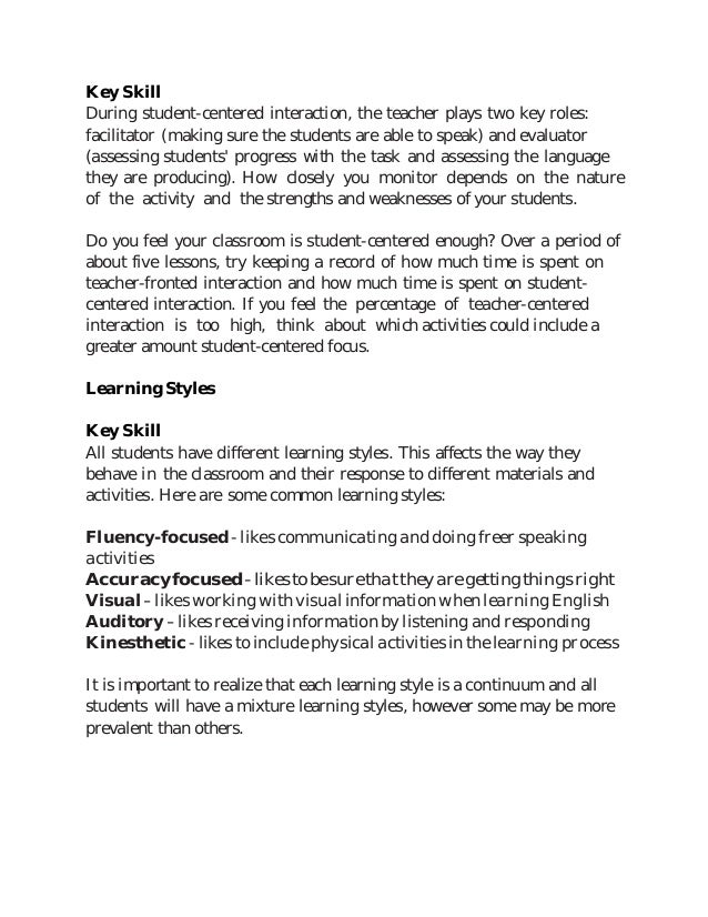 key skills of efl teacher what does key skills mean