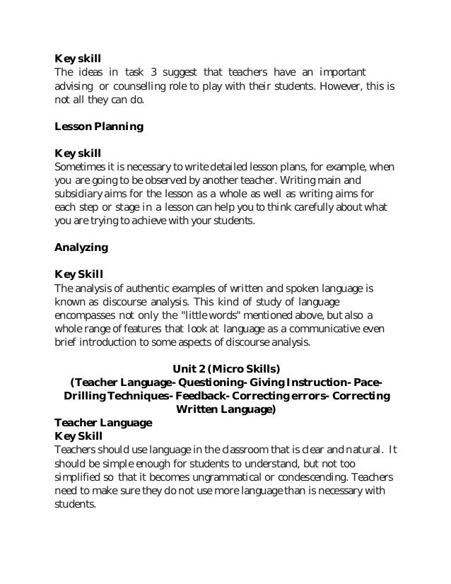 key skills of efl teacher examples of key skills