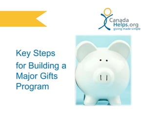 Key Steps
for Building a
Major Gifts
Program
 