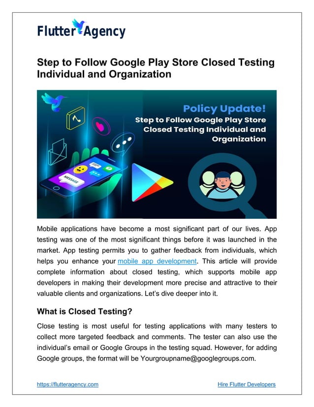 Key Steps To Follow For Google Play Store Closed Testing | PDF