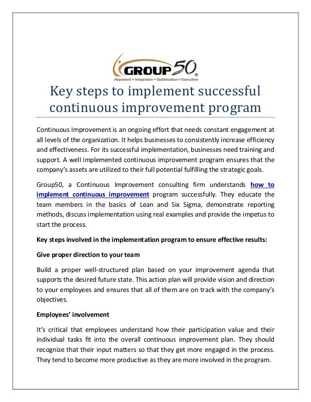 Key steps to implement successful continuous improvement program