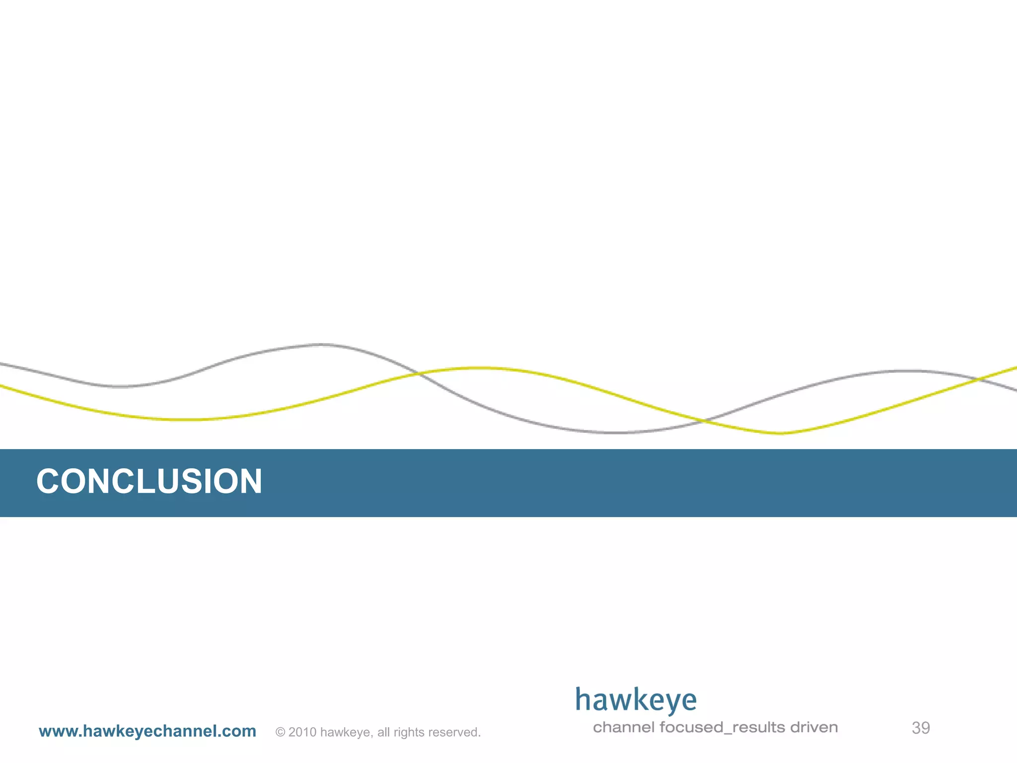 CONCLUSION




www.hawkeyechannel.com   © 2010 hawkeye, all rights reserved.   39
 