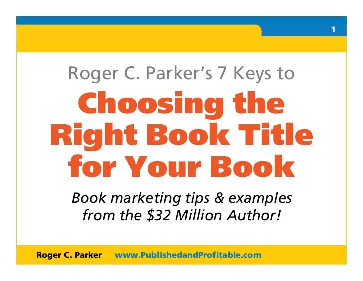 How To Choose The Right Book Title