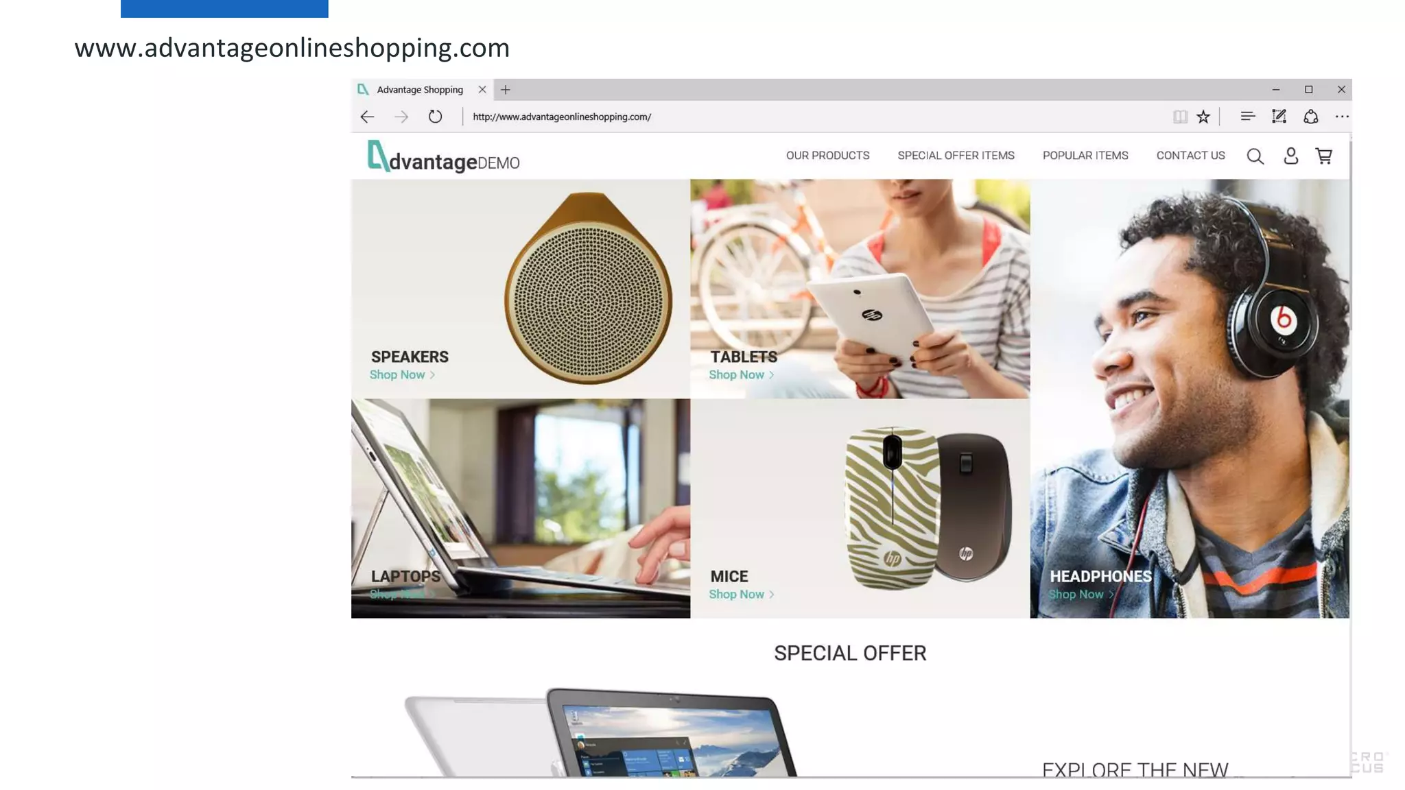 18
www.advantageonlineshopping.com
 