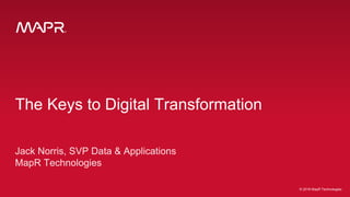 © 2016 MapR Technologies 1© 2016 MapR Technologies 1
®
© 2016 MapR Technologies
The Keys to Digital Transformation