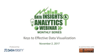 The First Step in Information Management
looker.com
Produced by:
MONTHLY SERIES
In partnership with:
Keys to Effective Data Visualization
November 2, 2017
 