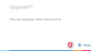 Upgrade??
One site upgrade, other sites have to.
 