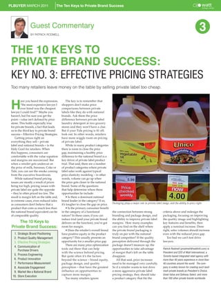 PLBUYER MARCH 2011                     The Ten Keys to Private Brand Success




                  Guest Commentary
                  BY PATRICK RODMELL
                                                                                                                                                                      3
 THE 10 KEYS TO
 PRIVATE BRAND SUCCESS:
 KEY NO. 3: EFFECTIVE PRICING STRATEGIES
 Too many retailers leave money on the table by selling private label too cheap.



 H
         ave you heard the expression,         The key is to remember that
         “the most expensive lawyer I      shoppers don’t make price
         ever hired was the cheapest       comparisons between private
 lawyer I could find?” Maybe you           labels like they do with national
 haven’t, but I’m sure you get the         brands. Ask them the price
 point – value isn’t defined by price      difference between private label
 alone. This holds especially true         laundry detergent at two grocery
 for private brands, a fact that leads     stores and they won’t have a clue.
 us to the third key to private brand      But if your Tide pricing is $1 off,
 success – Effective Pricing Strategies.   look out. In other words, retailers
    Getting prices right on                have more wiggle room on pricing
 everything they sell – private            of private label.
 label and national brands – is the            While in many product categories
 Holy Grail for retailers. When            there is room to close the price
 this happens, consumers are               gap, maintaining a healthy price
 comfortable with the value equation       difference to the national brand is a
 and margins are maximized. But            key driver of private label product
 when a retailer gets undercut on          trial. That said, there are a number
 the price of milk, bananas, Coke or       of product categories where private
 Tide, you can see the smoke coming        label sales work against typical
 from the executive boardroom.             price elasticity modeling – in other
    While national brand pricing           words, volume can go up when
 issues are mostly a result of prices      the price gets closer to the national
 being too high, pricing issues with       brand. Some of the questions
 private label are quite the opposite      that help determine where these
 – they’re often priced too low. The       opportunities lie include:
 result is margin left on the table and,       • Is there a dominant national
 in extreme cases, even reduced sales      brand leader in the category? If so,
 as consumers don’t believe that a         it’s tougher to close the gap on price.   Packaging plays a major role in private label image, and the ability to price right.
 product that costs so much less than          • Is the primary consumer benefit
 the national brand equivalent can be      in the category of a functional           the connection between strong                  criteria above and redesign the
 of comparable quality.                    nature? In these cases, if you can        branding and package design, and               packaging, focusing on improving
                                           induce trial (and your private brand      the ability to improve private label           the quality image and highlighting
     The 10 Keys to                        delivers on the function), you’ve got     margins. How many examples                     key features and benefits, then
 Private Brand Success:                    room for margin.                          can you find on the shelf where                apply a nominal increase. Done
                                               • Does the retailer’s overall brand   the private brand packaging is                 right, sales volumes should increase
   1.   Strategic Brand Positioning        have positive equity in the product       truly on par with the national                 even with the reduced price gap.
   2.   Product Quality Management         category? This usually presents an        brand competitor? If the quality                  Too bad we can’t test drive
   3.   Effective Pricing Strategies       opportunity for a smaller price gap.      perception delivered through the               lawyers.
                                               There are many price optimization     package doesn’t measure up, the
   4.   Communication of
                                           tools out there that can help             opportunities to take advantage                Patrick Rodmell (prodmell@wattintl.com) is
        Purchase Drivers
                                           with the science behind pricing.          of margin that’s left on the table             President and CEO of Watt International, a
   5.   Process Engineering                But quite often it’s the factors          disappear.                                     Toronto-based integrated retail agency with
   6.   Product Innovation                 beyond the science – brand equity,           All that said, price increases              more than 40 years experience in more than
   7.   Performance Measurement            package design, and quality               need to be managed very carefully.             40 countries around the world. The com-
   8.   Associate Engagement               perception – that have the greatest       So if a retailer wants to test drive           pany is widely known for creating such land-
   9.   Market like a National Brand       influence on opportunities to             a more aggressive private label                mark private brands as President’s Choice,
                                           capture more margin.                      pricing strategy, they should take             Great Value and Safeway Select, and more
  10.   Store Execution
                                               Too many retailers ignore             a product category that fits the               than 100 other private brands worldwide.
 
