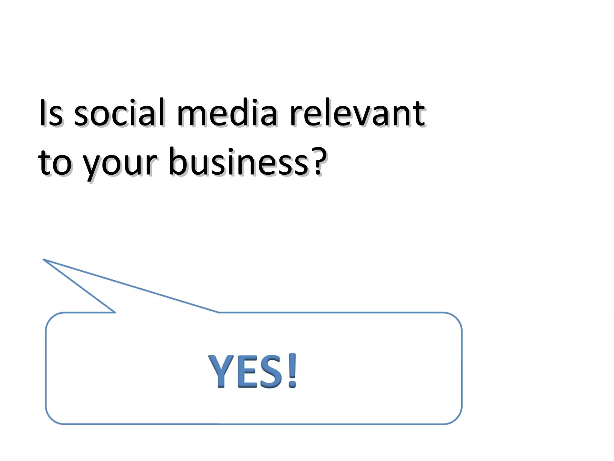 Is social media relevantIs social media relevant
to your business?to your business?
 