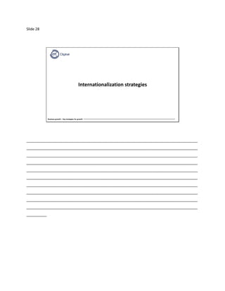 Slide 28
Business growth – Key strategies for growth
Internationalization strategies
_____________________________________________________________________________________
_____________________________________________________________________________________
_____________________________________________________________________________________
_____________________________________________________________________________________
_____________________________________________________________________________________
_____________________________________________________________________________________
_____________________________________________________________________________________
_____________________________________________________________________________________
_____________________________________________________________________________________
_____________________________________________________________________________________
__________
 