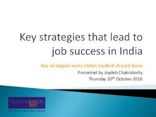 Key strategies every Indian student should know
Presented by Joydeb Chakraborty
Thursday 20th October 2016
 